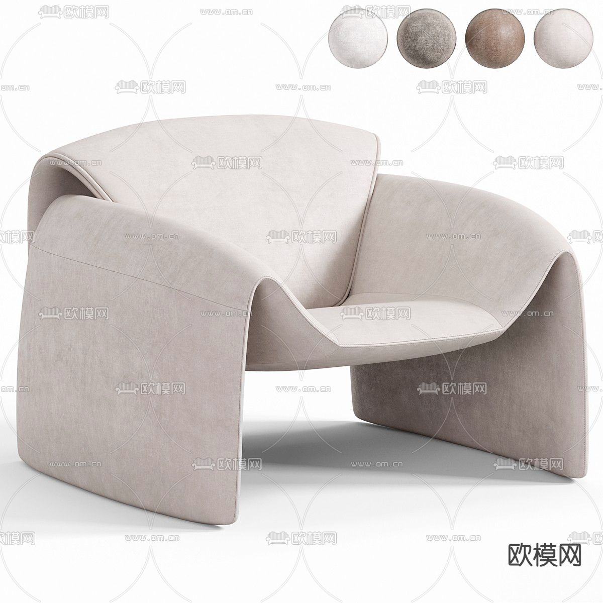 Poliform  Le Club 侘寂休闲椅3d模型下载（渲染图5）