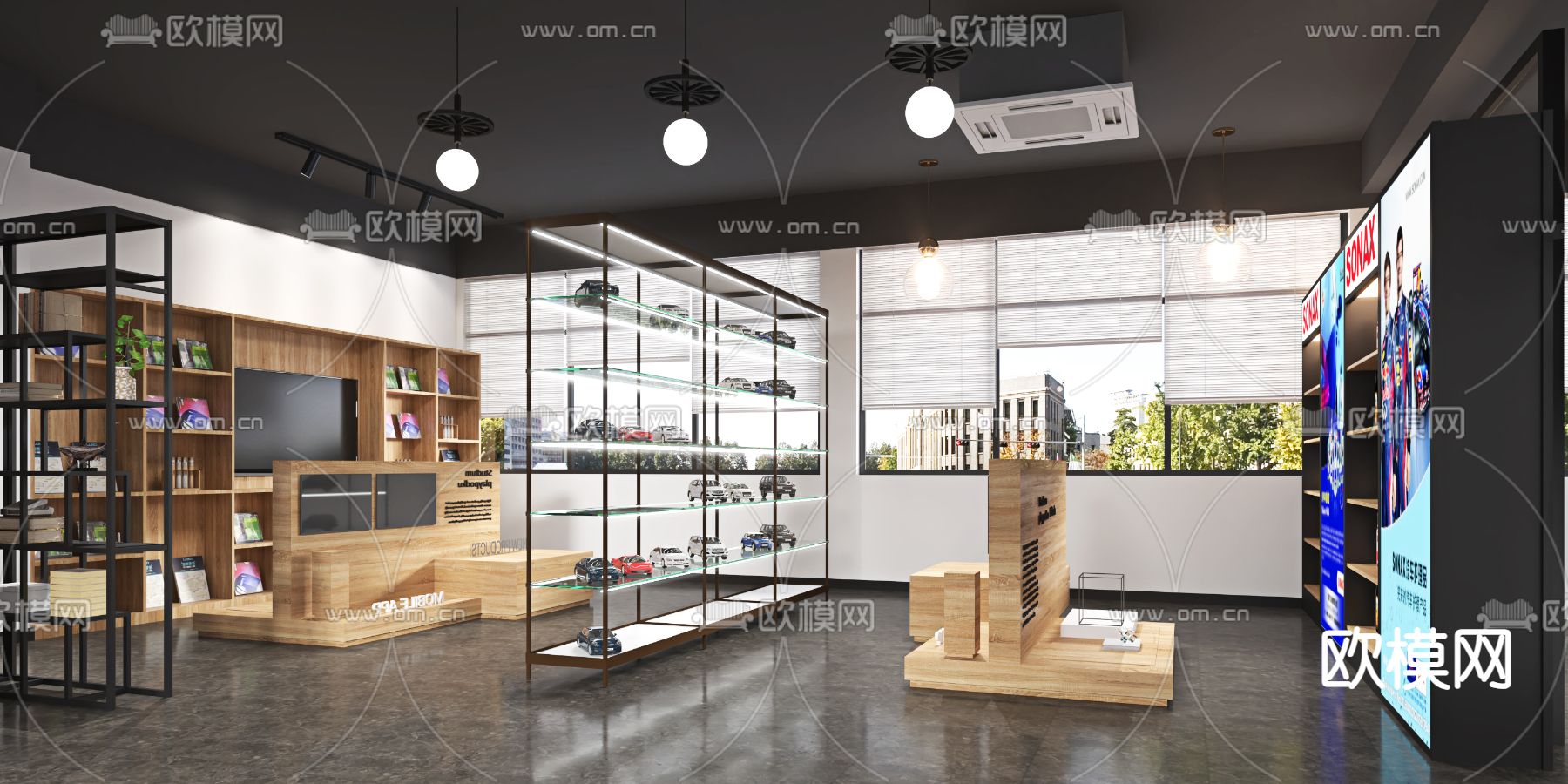 现代汽修店 汽车美容店3d模型下载（渲染图3）