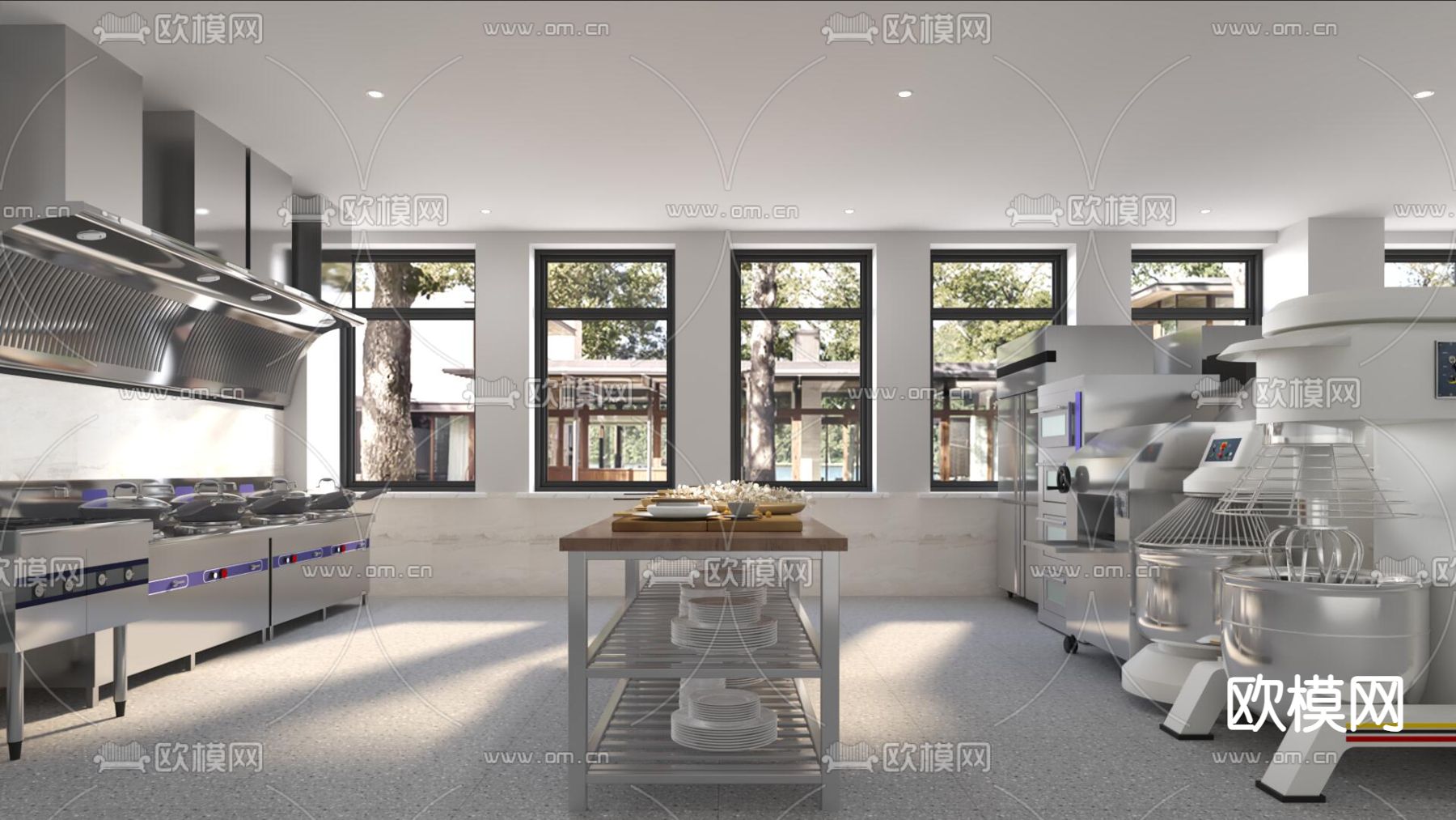 酒店后厨 中央厨房3d模型下载（渲染图1）