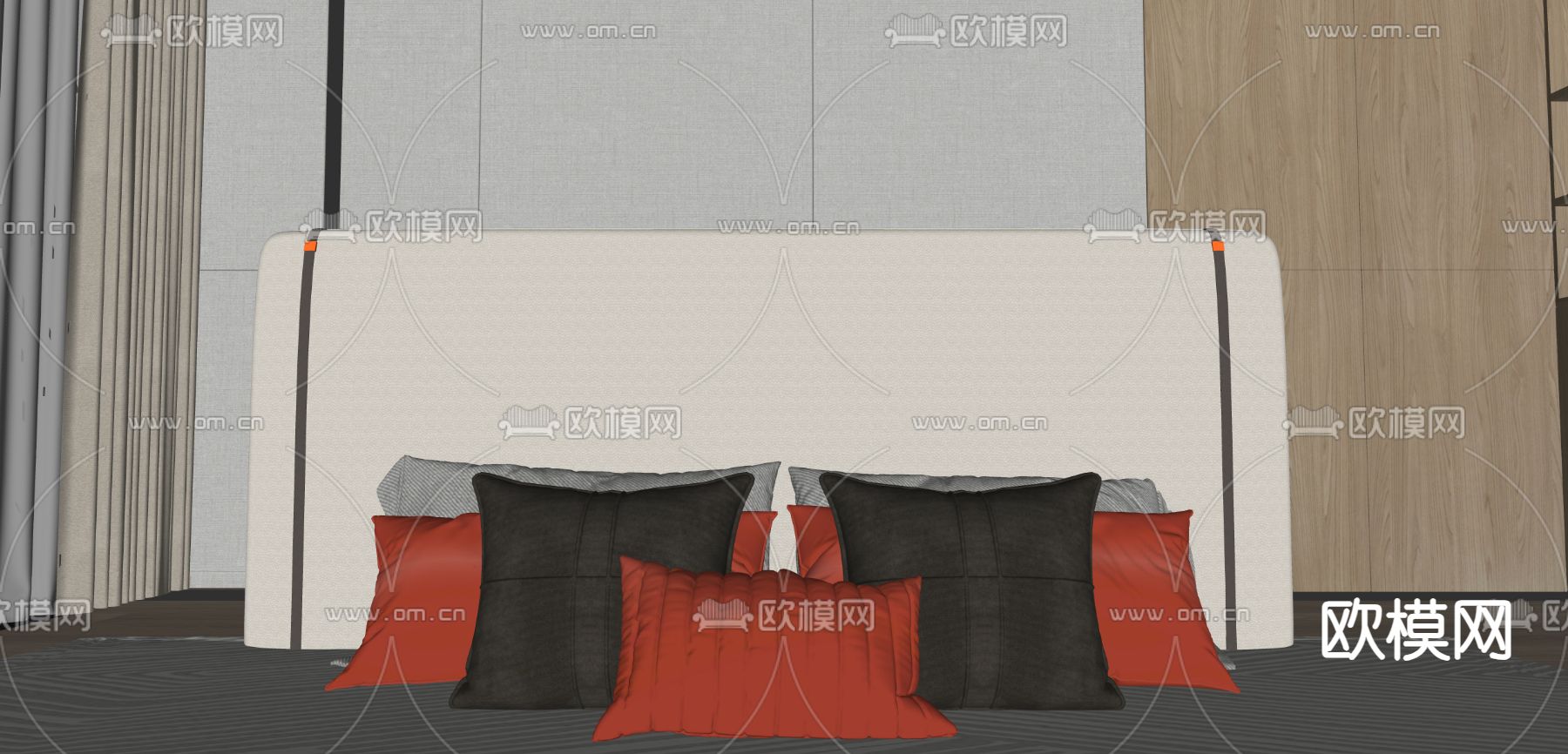 枕头 抱枕 床品su模型下载（渲染图1）