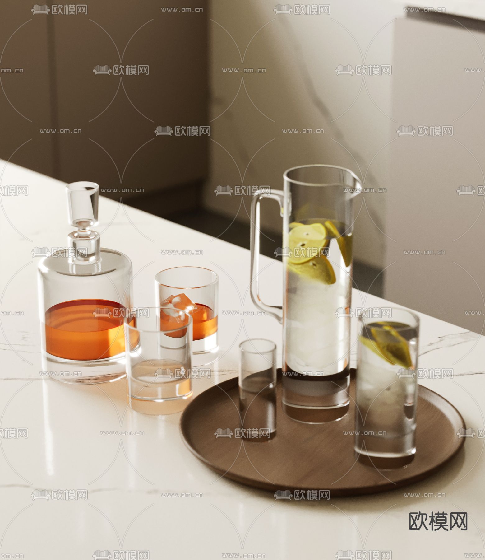 玻璃器皿 酒水饮料su模型下载（渲染图2）