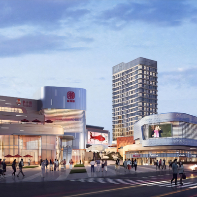  商业综合体 商业街su模型 