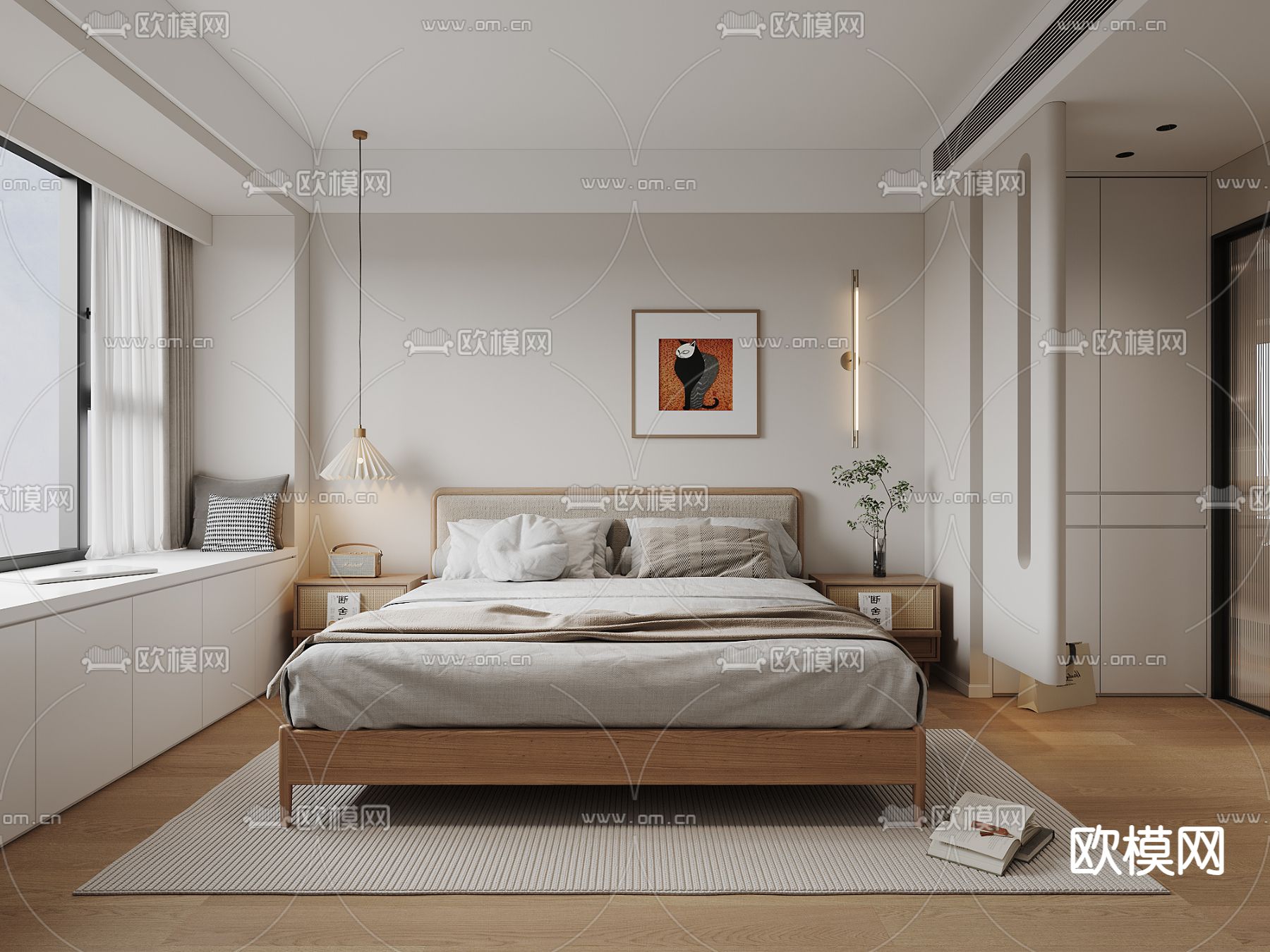 北欧卧室 主卧3d模型下载（渲染图1）
