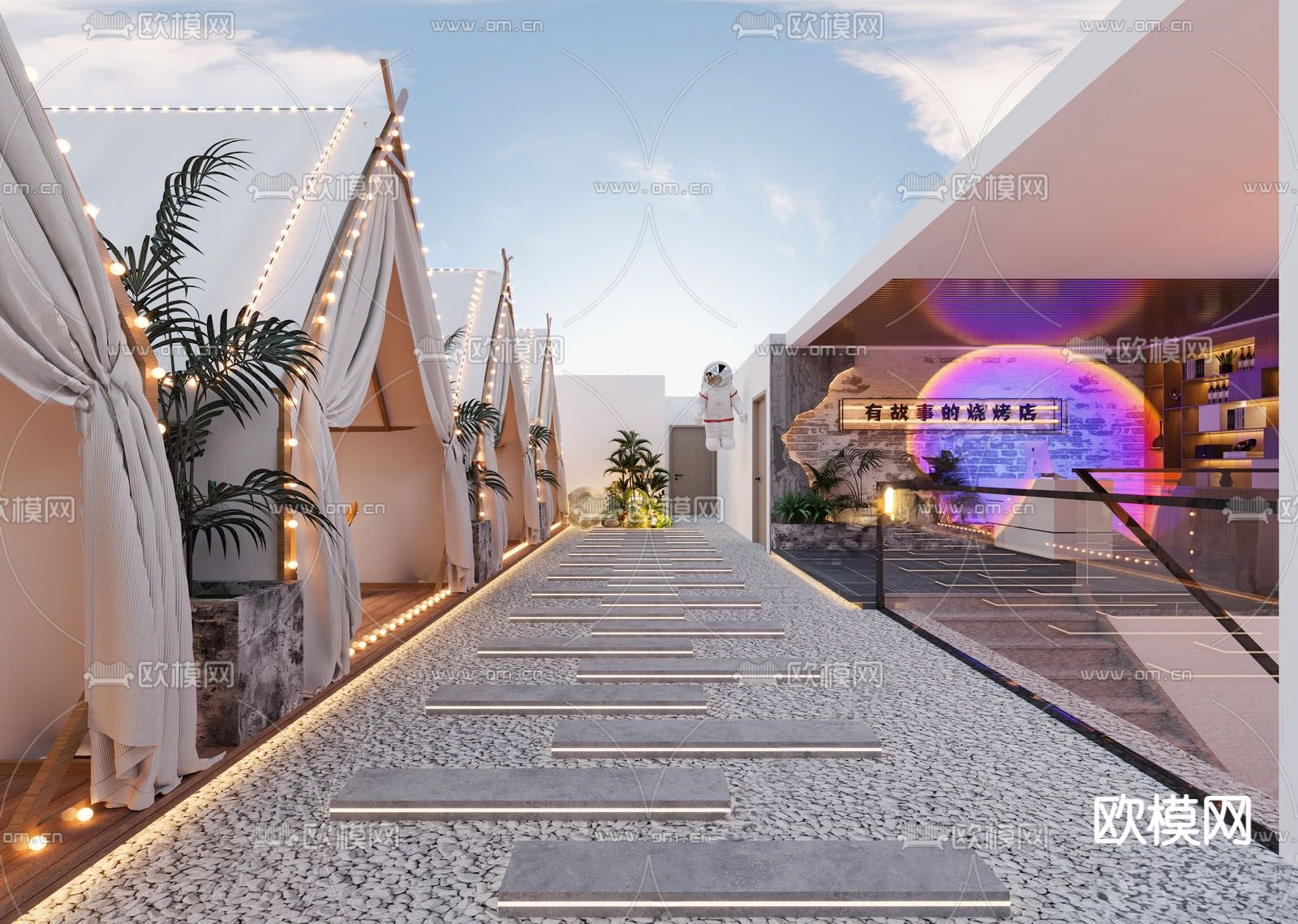 现代音乐餐厅3d模型下载