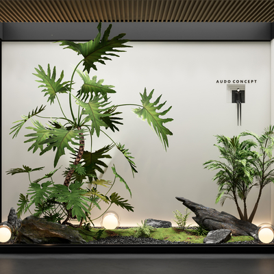  室内小品 植物造景 庭院小品su模型 
