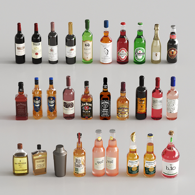  酒水 酒瓶 红酒 洋酒 葡萄酒su模型 