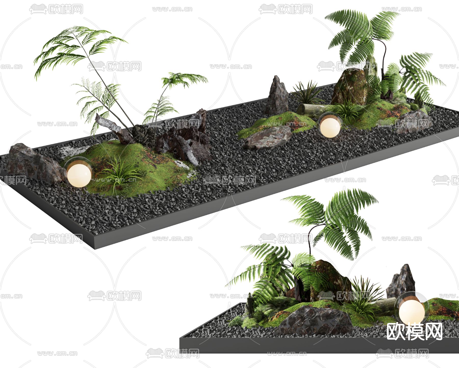 庭院小品 蕨类景观造景su模型