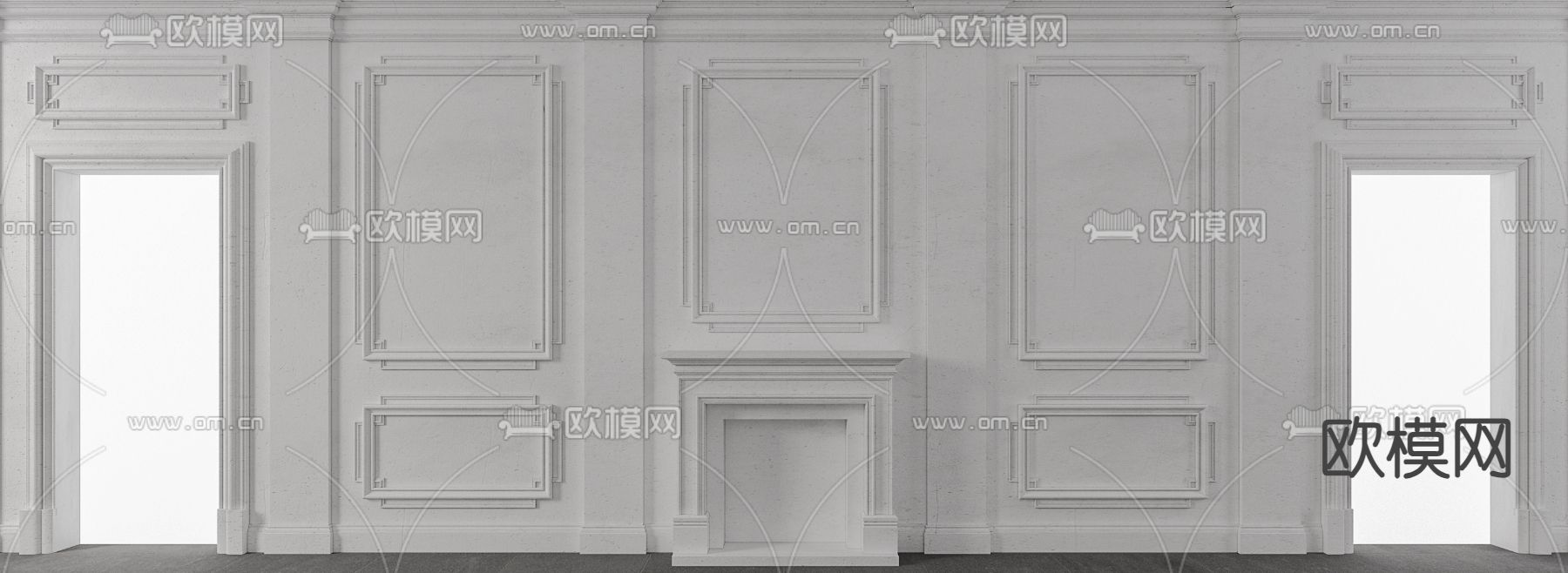 简欧护墙板 墙饰板 石膏板3d模型下载