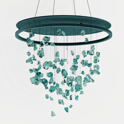  大堂吊灯 圆盘吊灯 水景吊灯su模型 