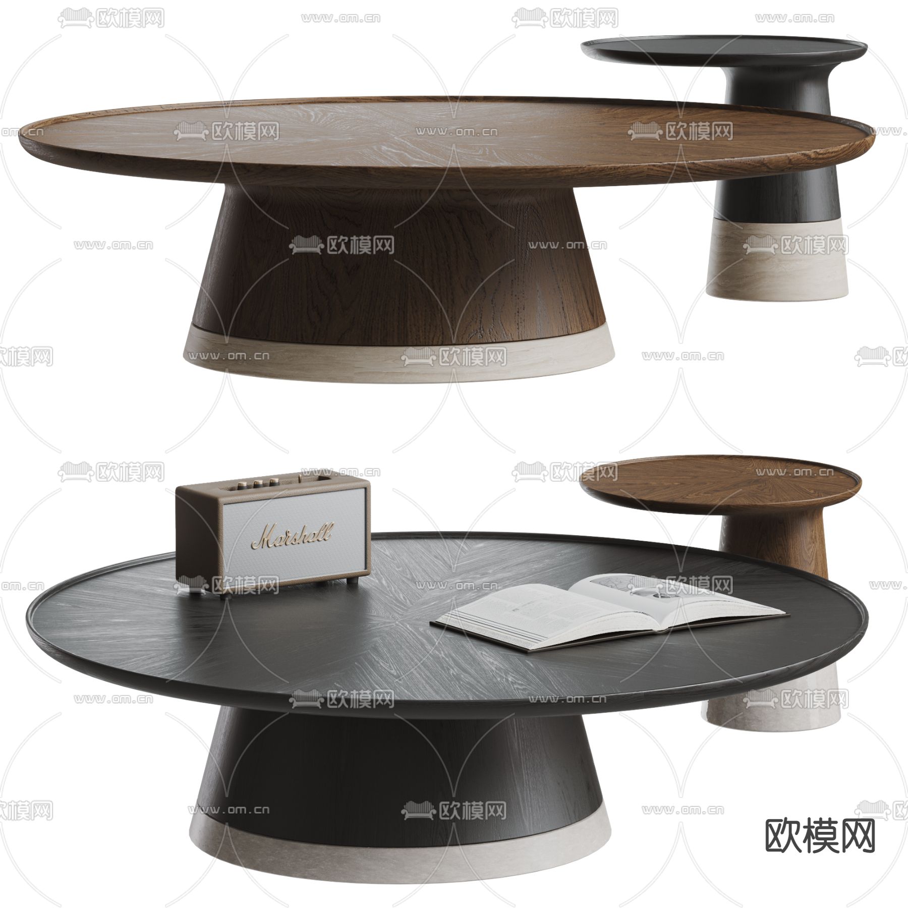 中古风茶几 原木茶几3d模型