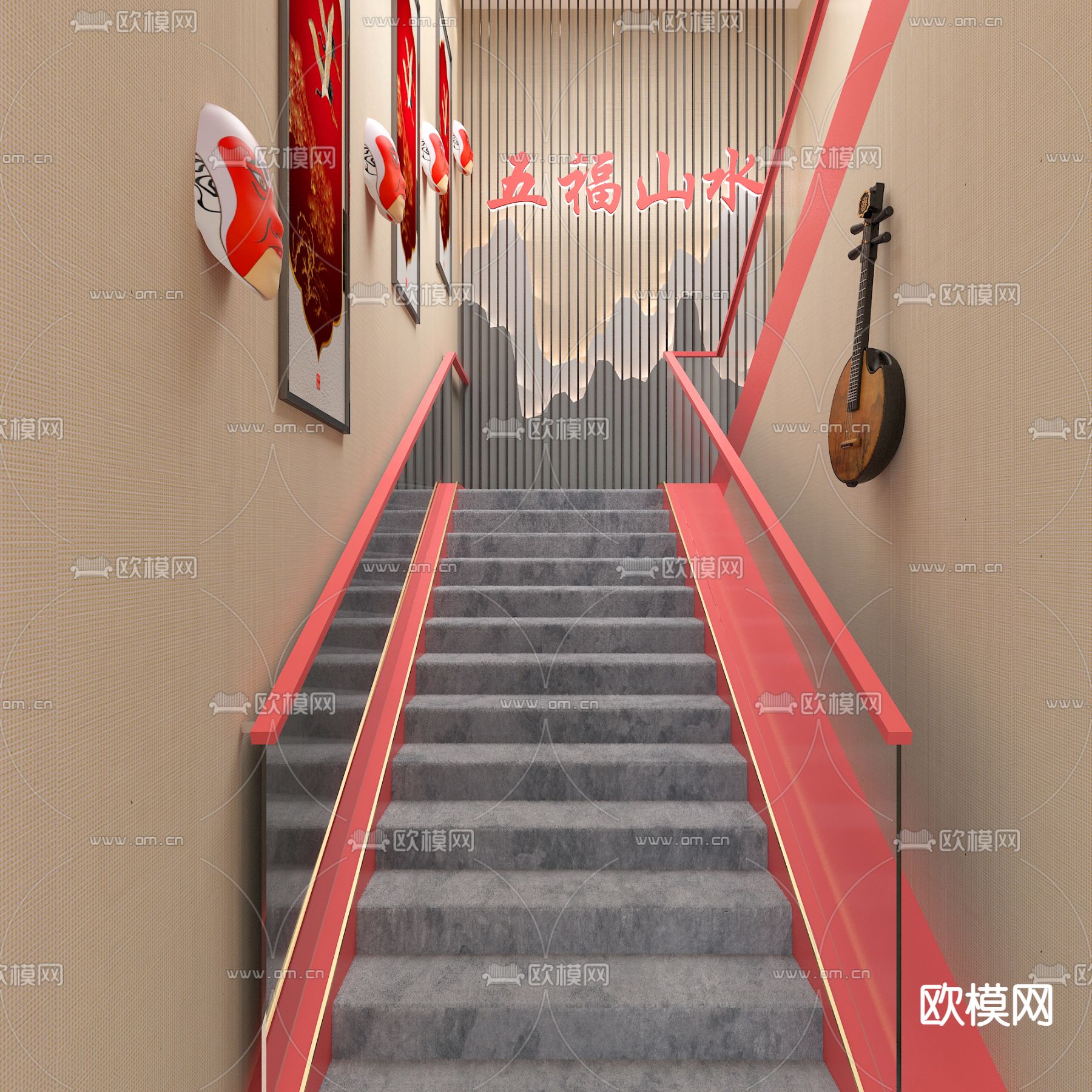 新中式快餐店3d模型下载（渲染图3）