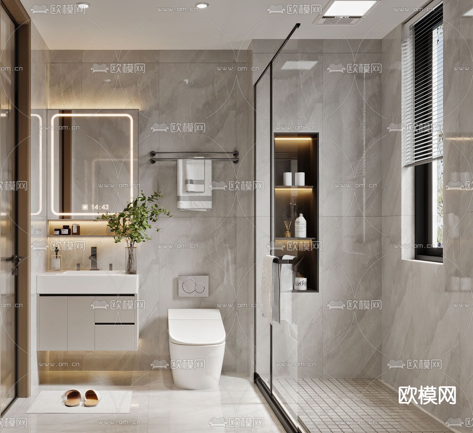 现代卫生间 浴室3d模型下载