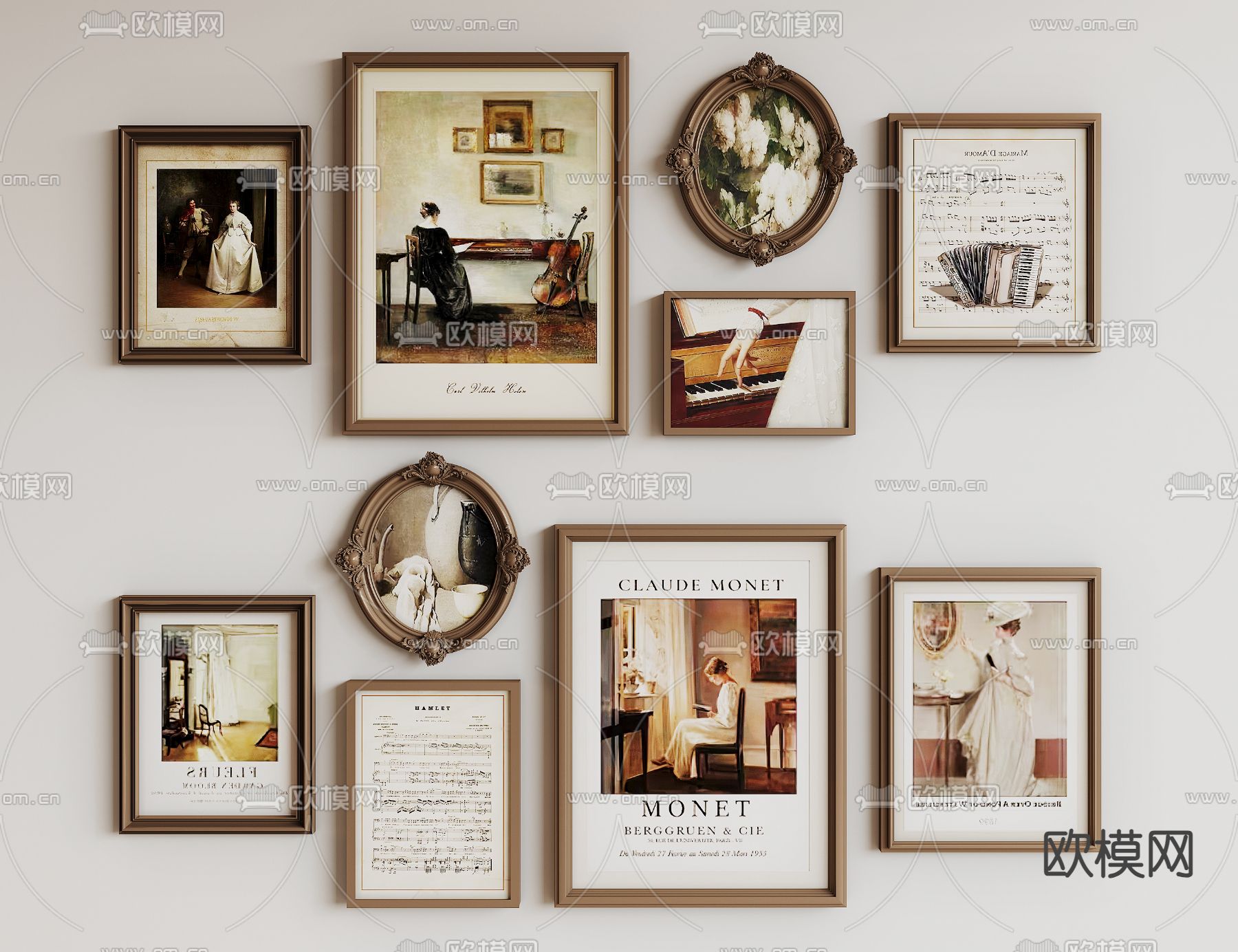 美式装饰画 挂画su模型下载（渲染图2）