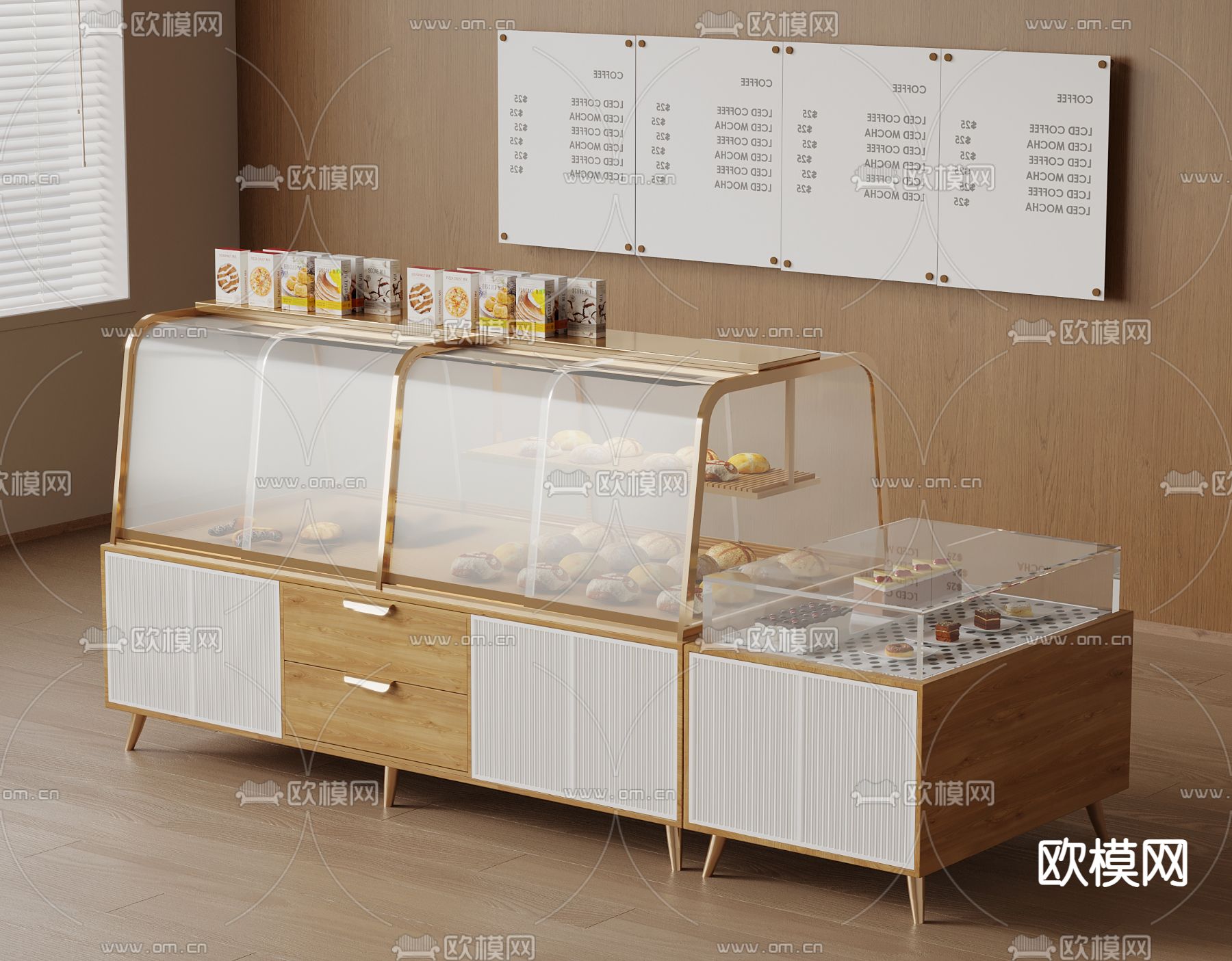 现代面包店 展示台3d模型下载