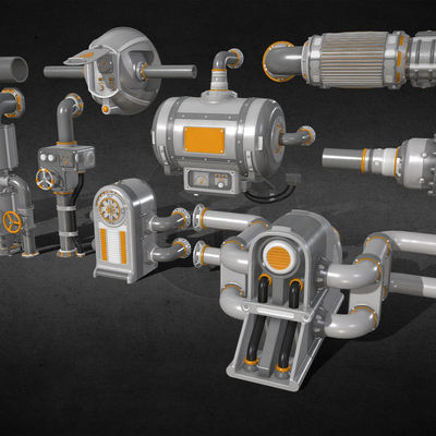  管道零件 化工设备零件su模型 