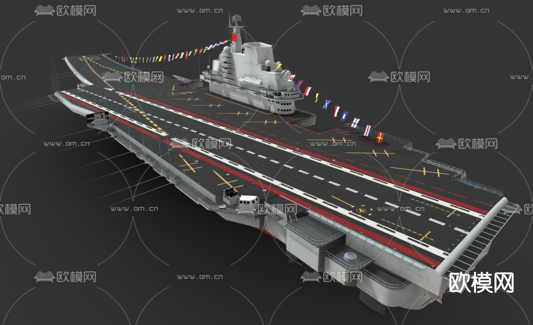 航空母舰 核动力军舰su模型下载（渲染图2）