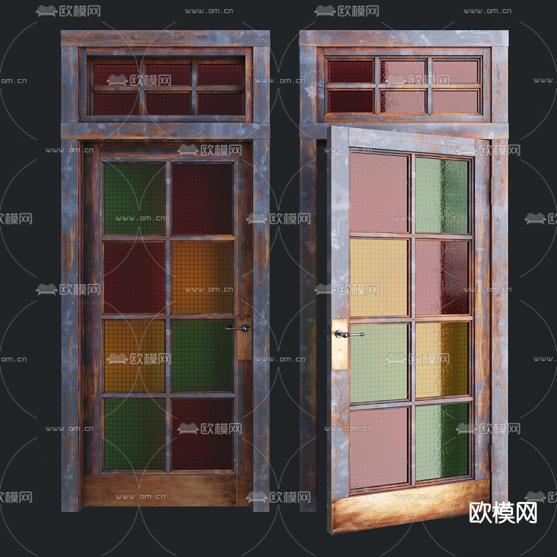 工业风单开门 平开门 格栅门3d模型下载