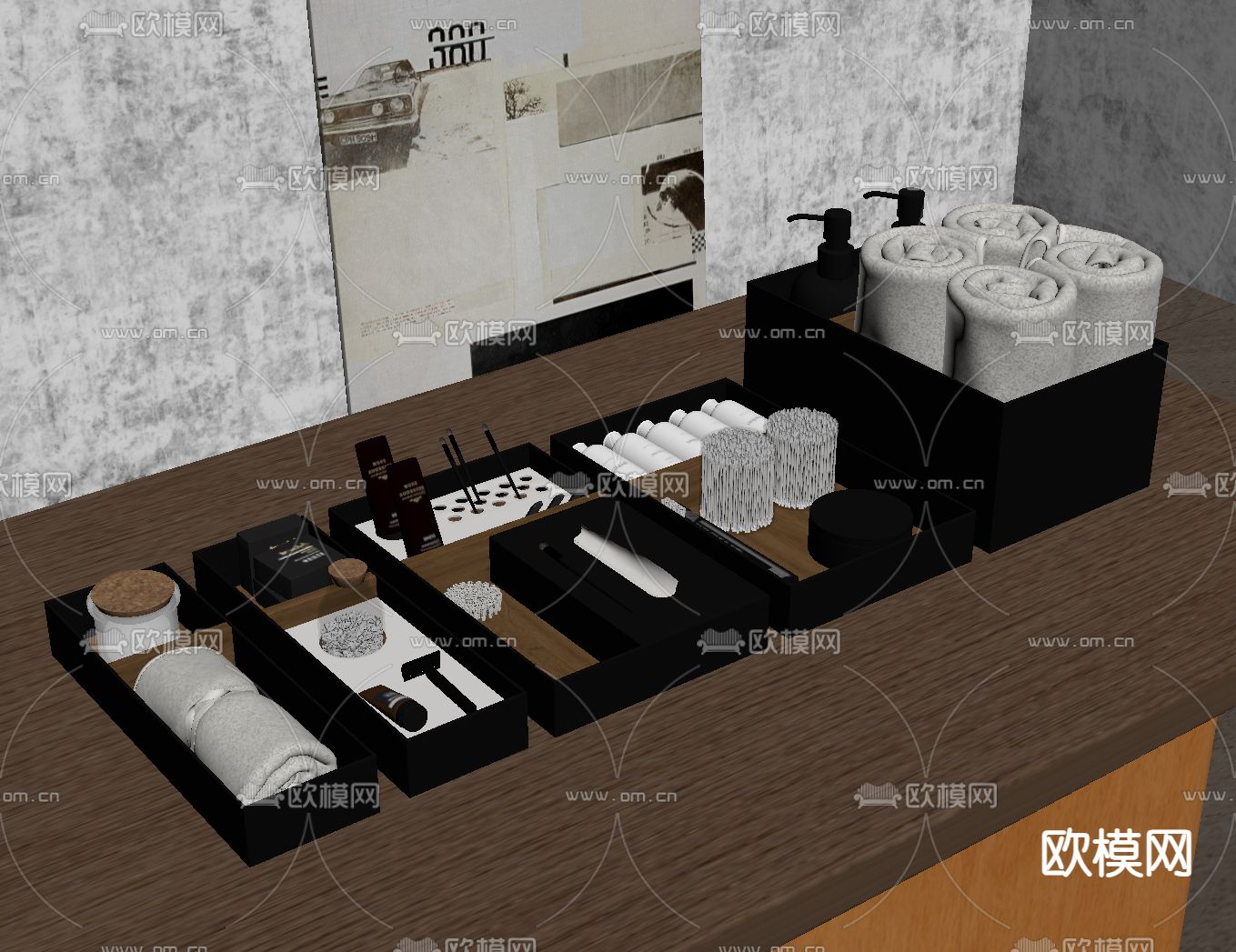 酒店洗护用品 毛巾su模型下载（渲染图1）