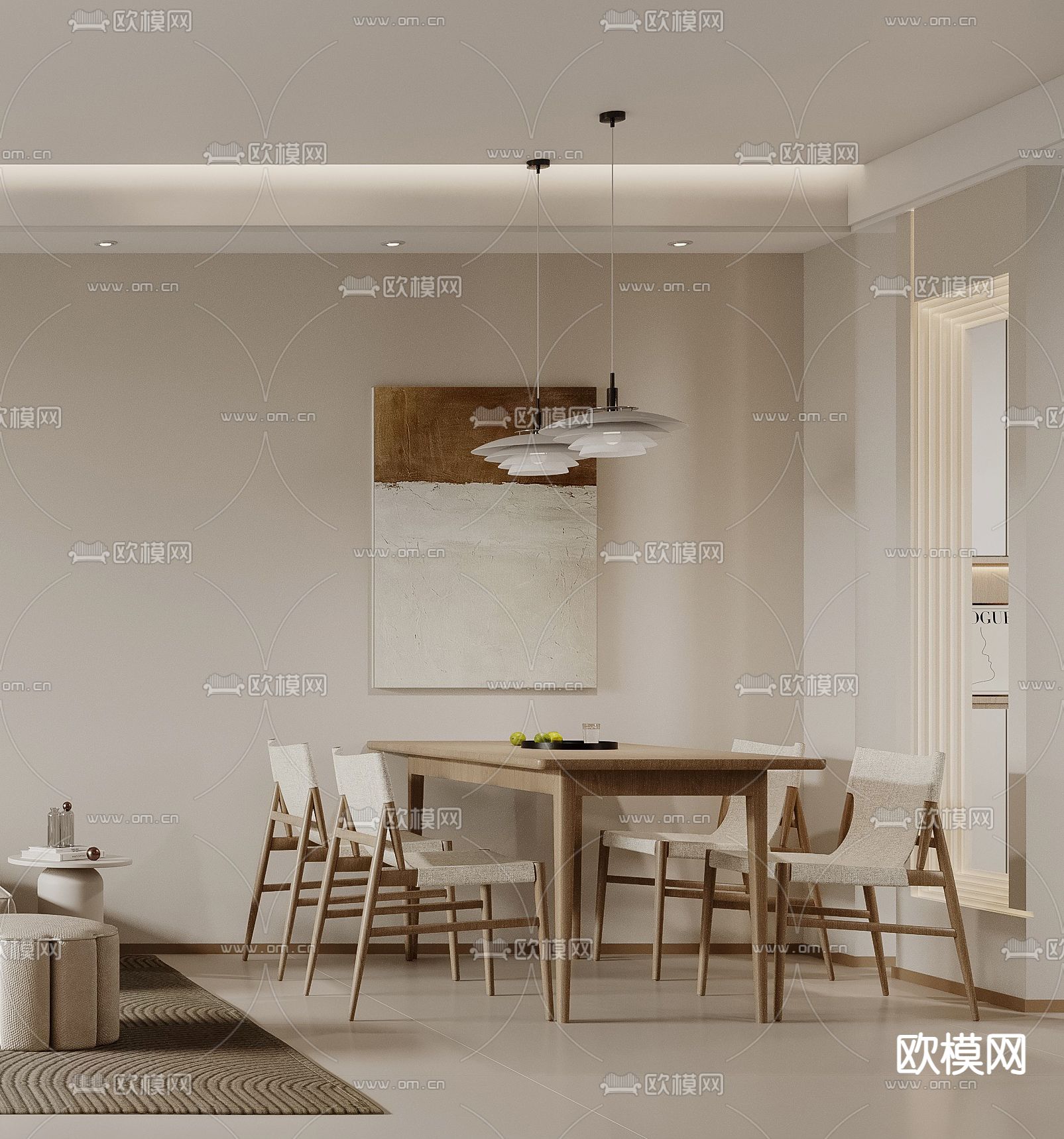 中古风 餐厅桌椅3d模型下载