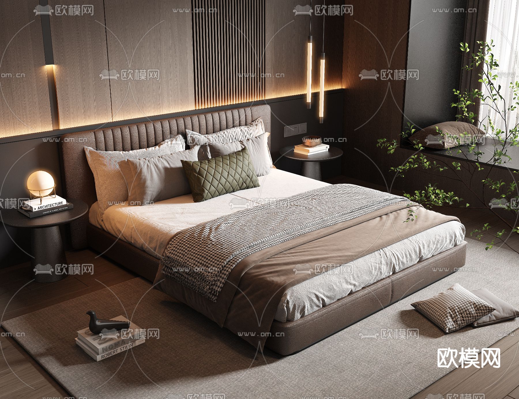 Minotti 双人床su模型下载（渲染图2）