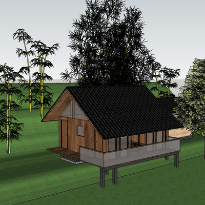  山地民宿su模型 