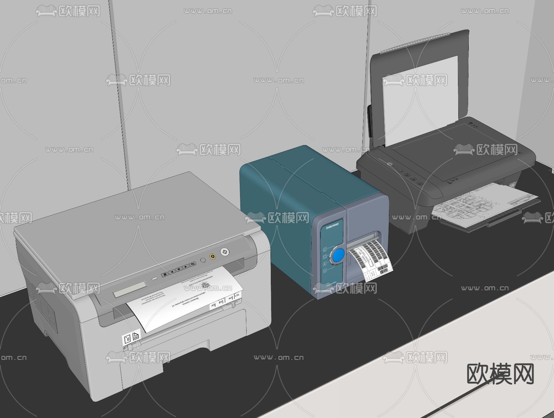 打印机 传真机 复印机 扫描机su模型下载（渲染图1）