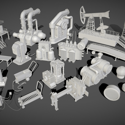  工业机械 工厂设备 发动机 发电机su模型 