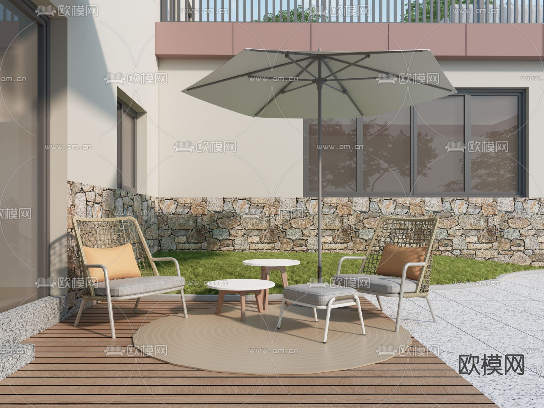 现代户外椅 休闲椅su模型下载（渲染图2）