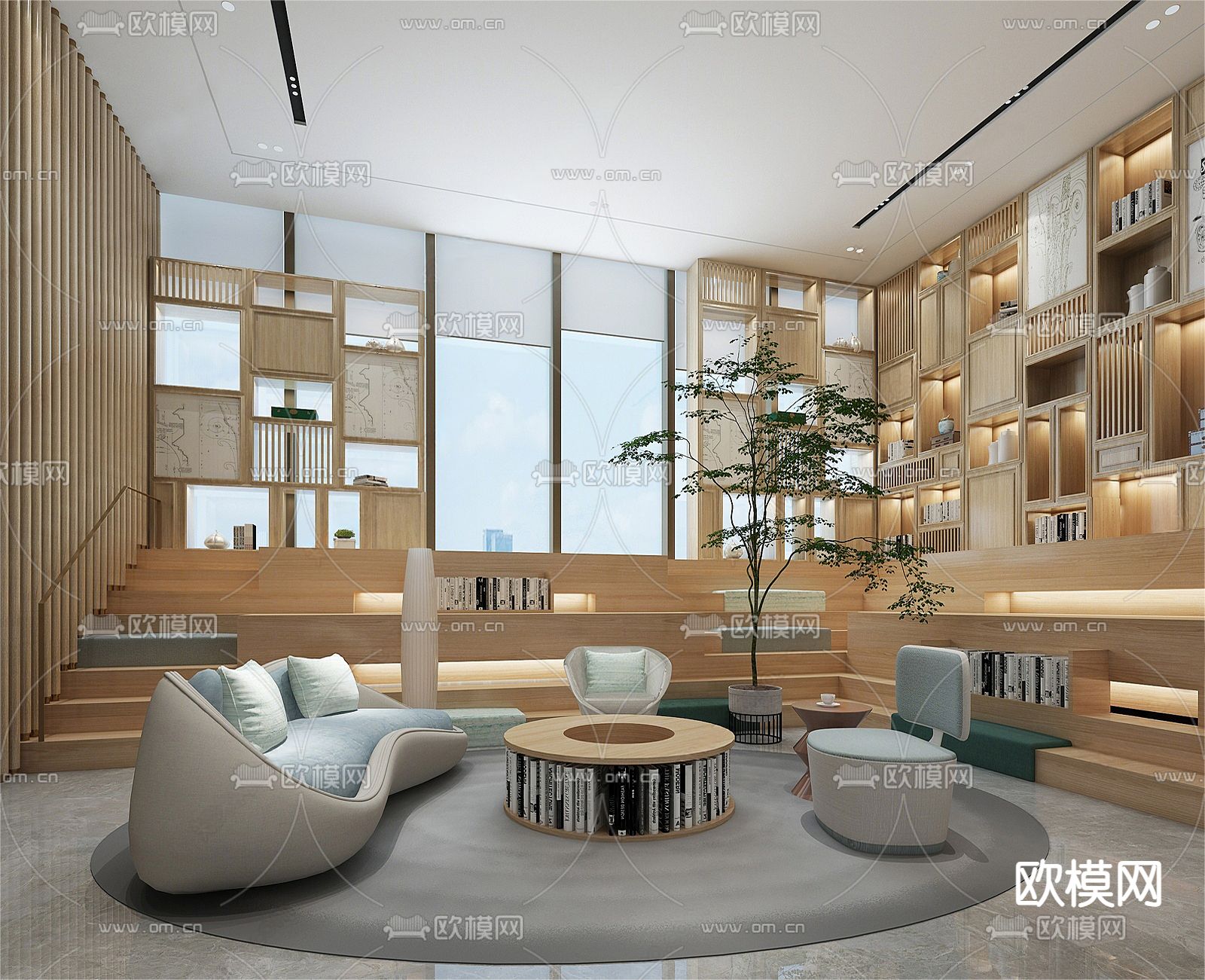 现代书吧 图书馆3d模型下载