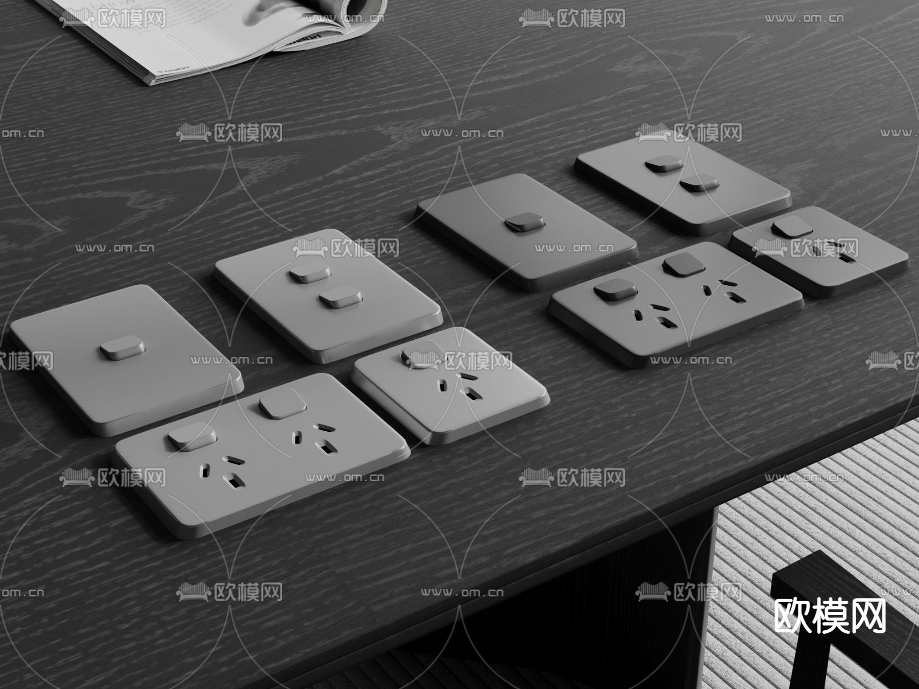 开关插座 智能开关面板3d模型下载