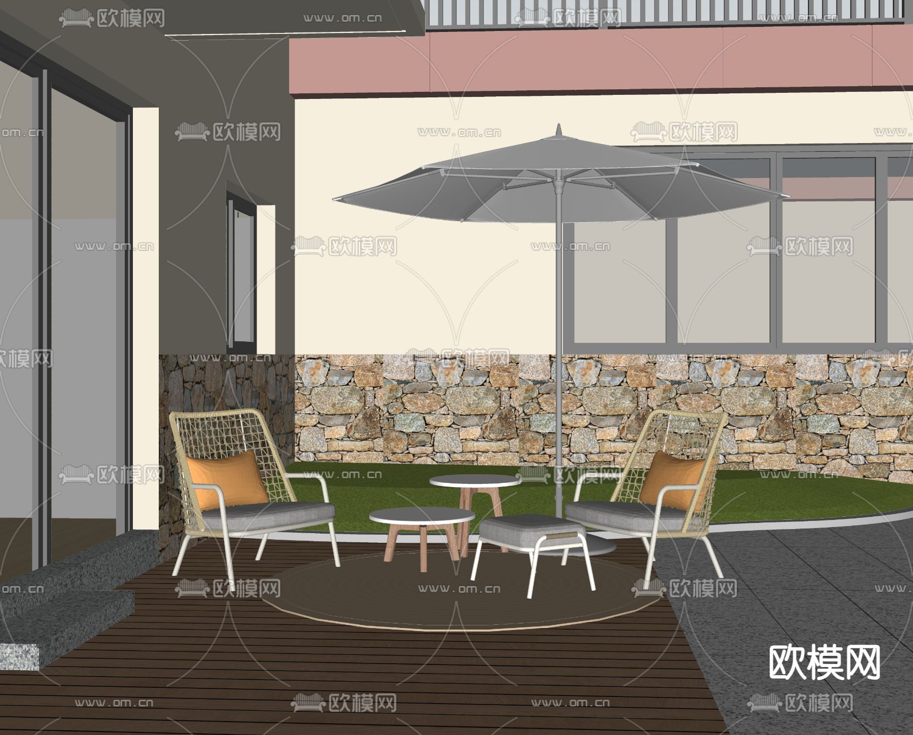 现代户外椅 休闲椅su模型下载（渲染图1）