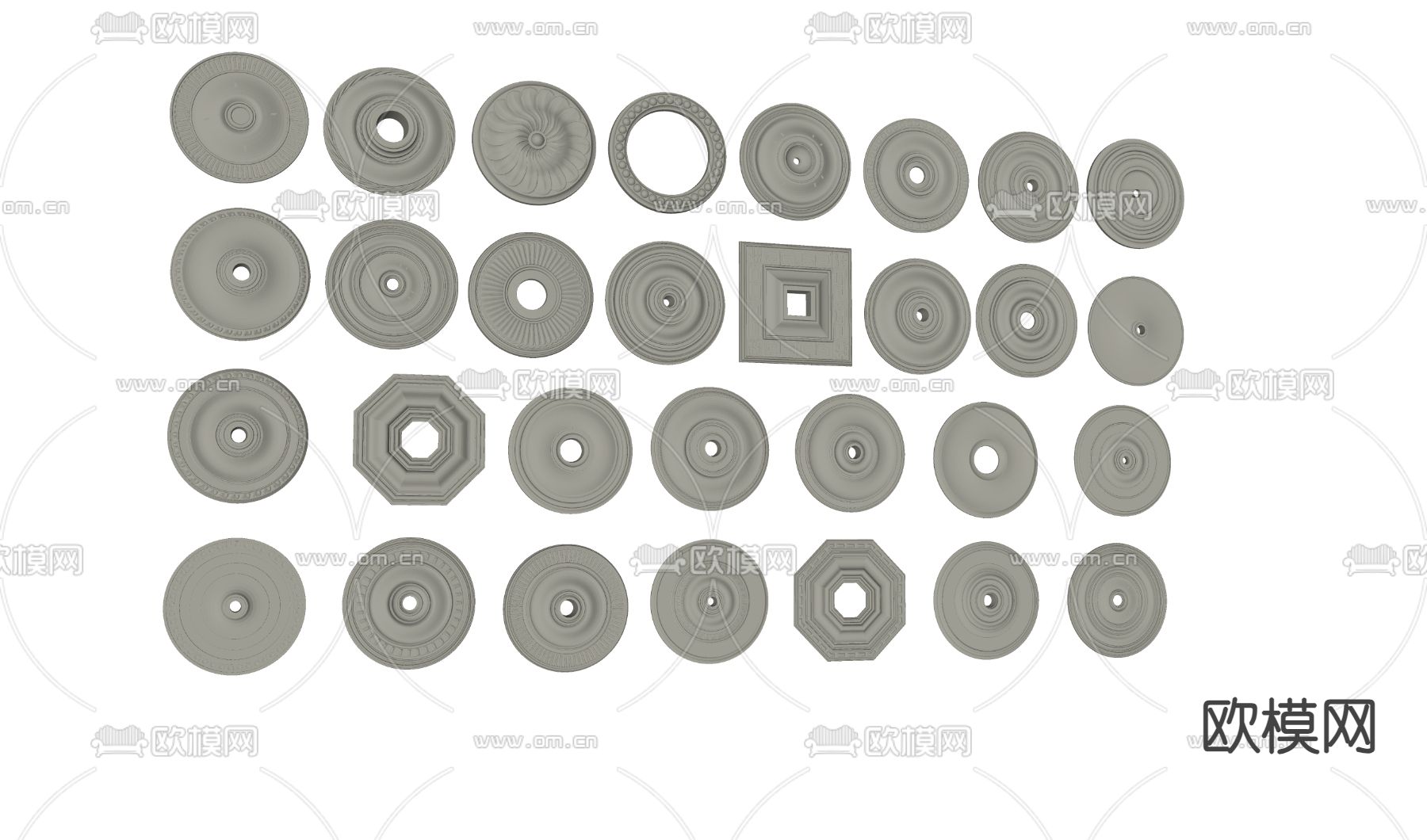 法式雕花 灯盘 石膏雕刻su模型下载（渲染图1）
