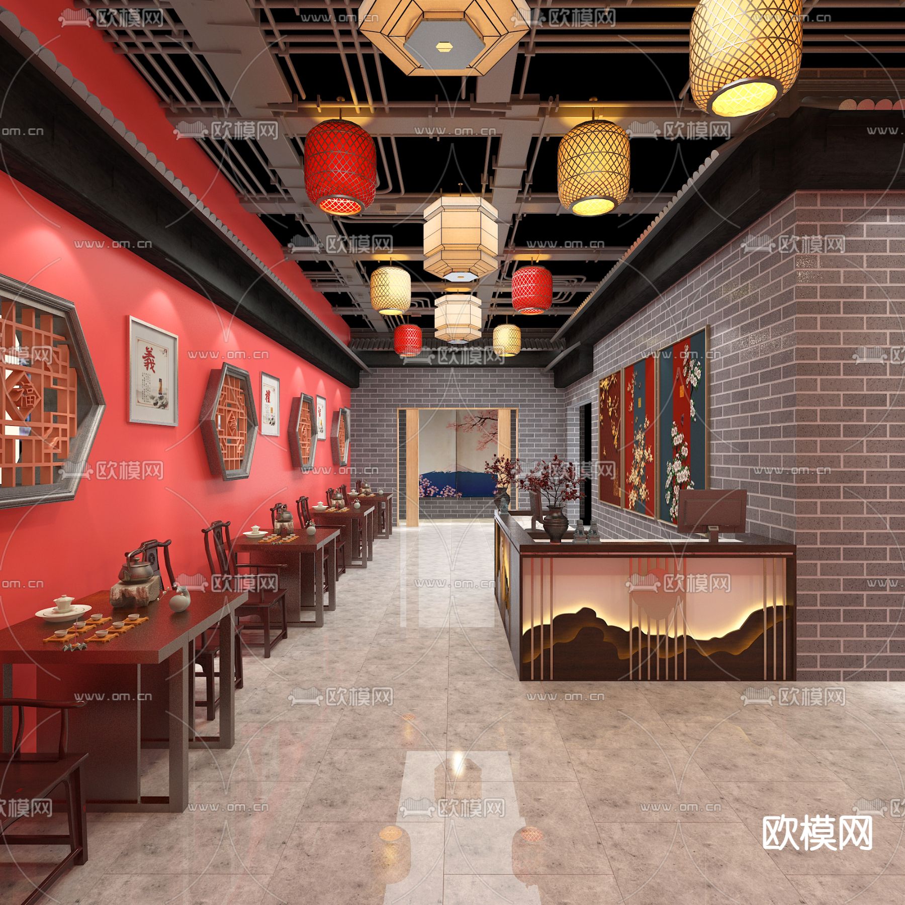 新中式快餐店3d模型下载（渲染图4）