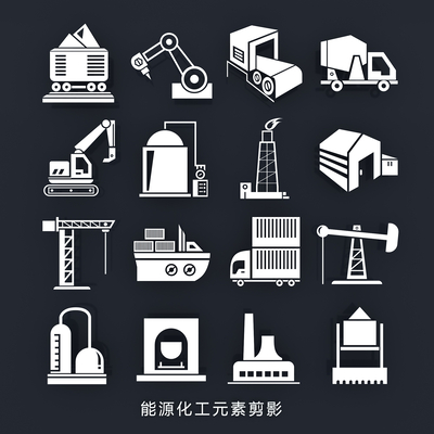  能源化工元素 剪影 石油钻井 开采工具图标su模型 