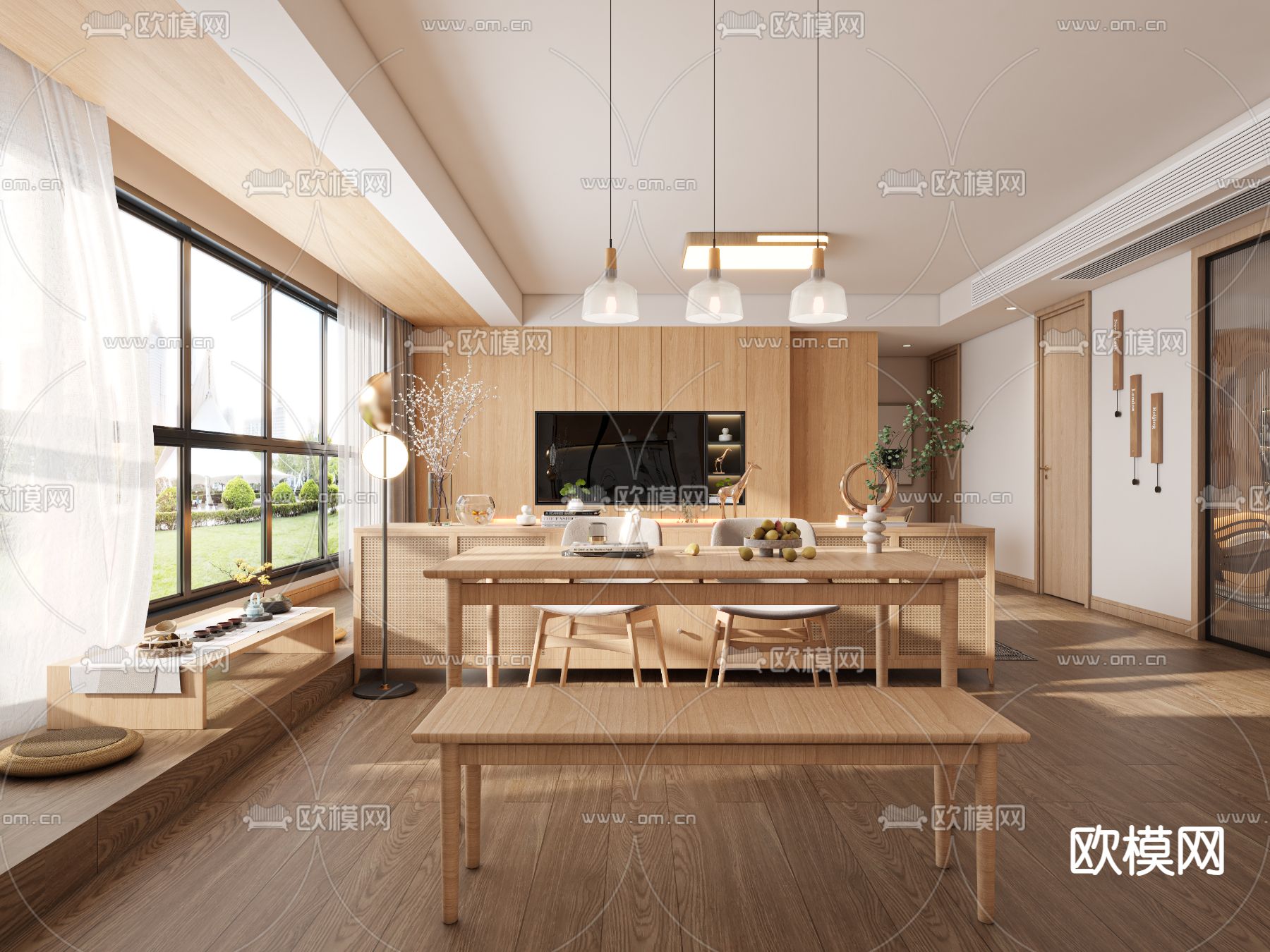 北欧客餐厅3d模型下载（渲染图2）