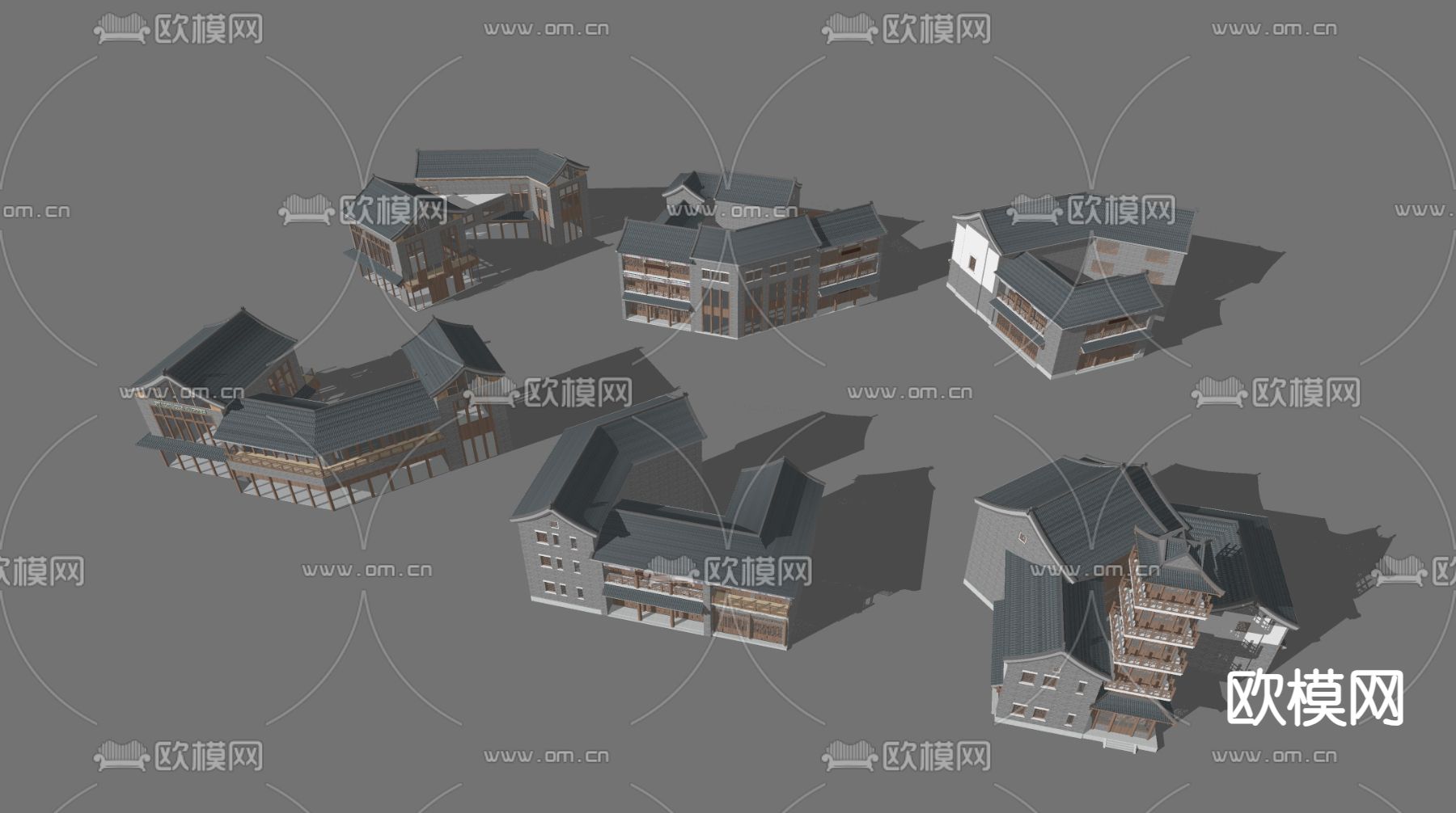 中式古建 民宿外观 乡村民房su模型下载（渲染图1）