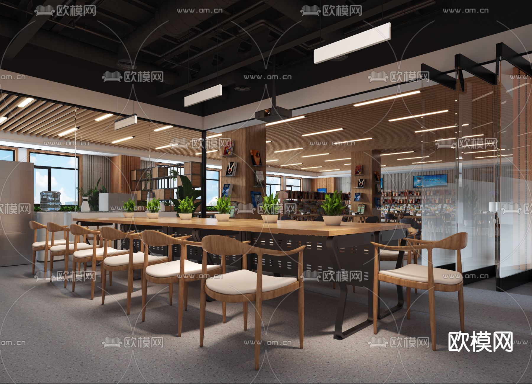 北欧图书馆 书吧3d模型下载