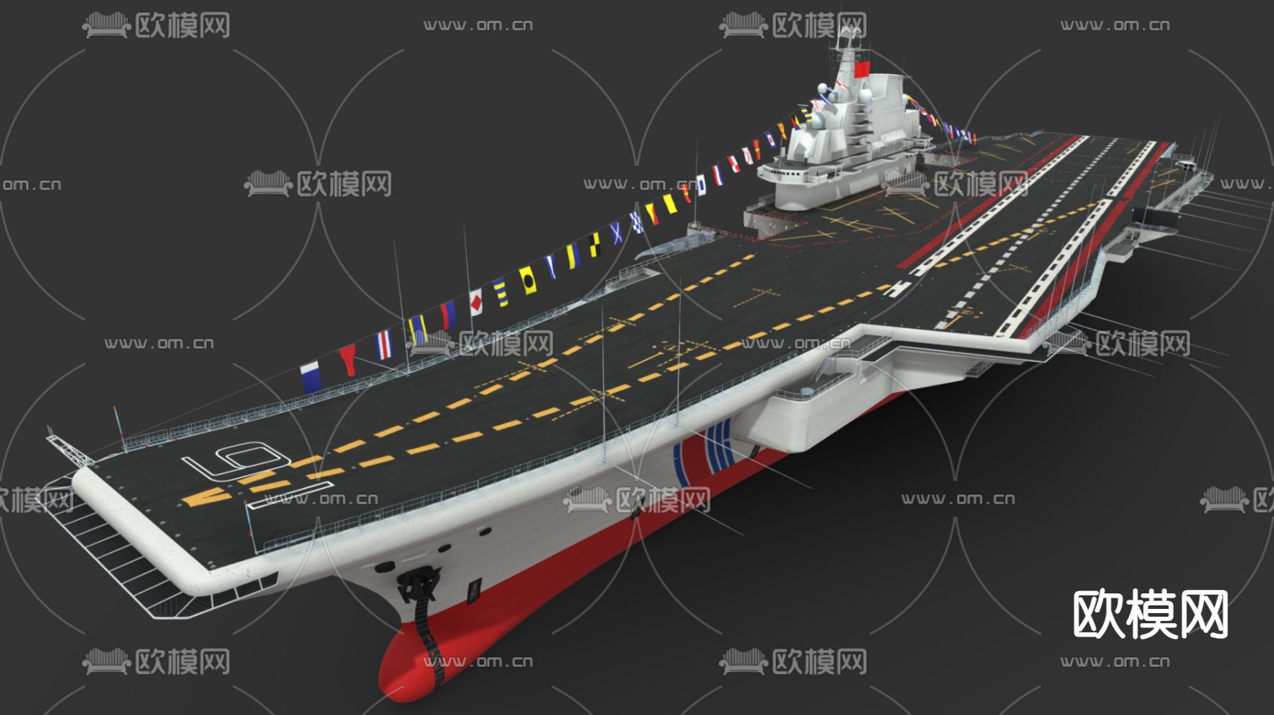 航空母舰 核动力军舰su模型下载（渲染图3）