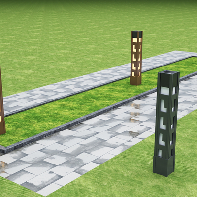  新中式景观灯 灯柱 户外灯 地灯 庭院灯su模型 