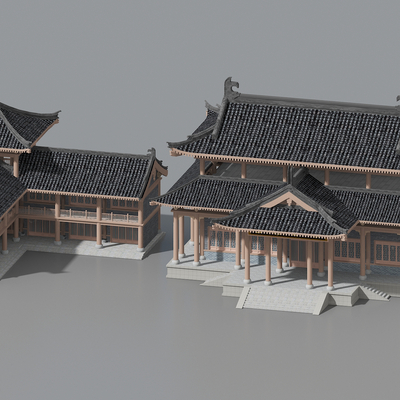  中式古建 民宿外观su模型 