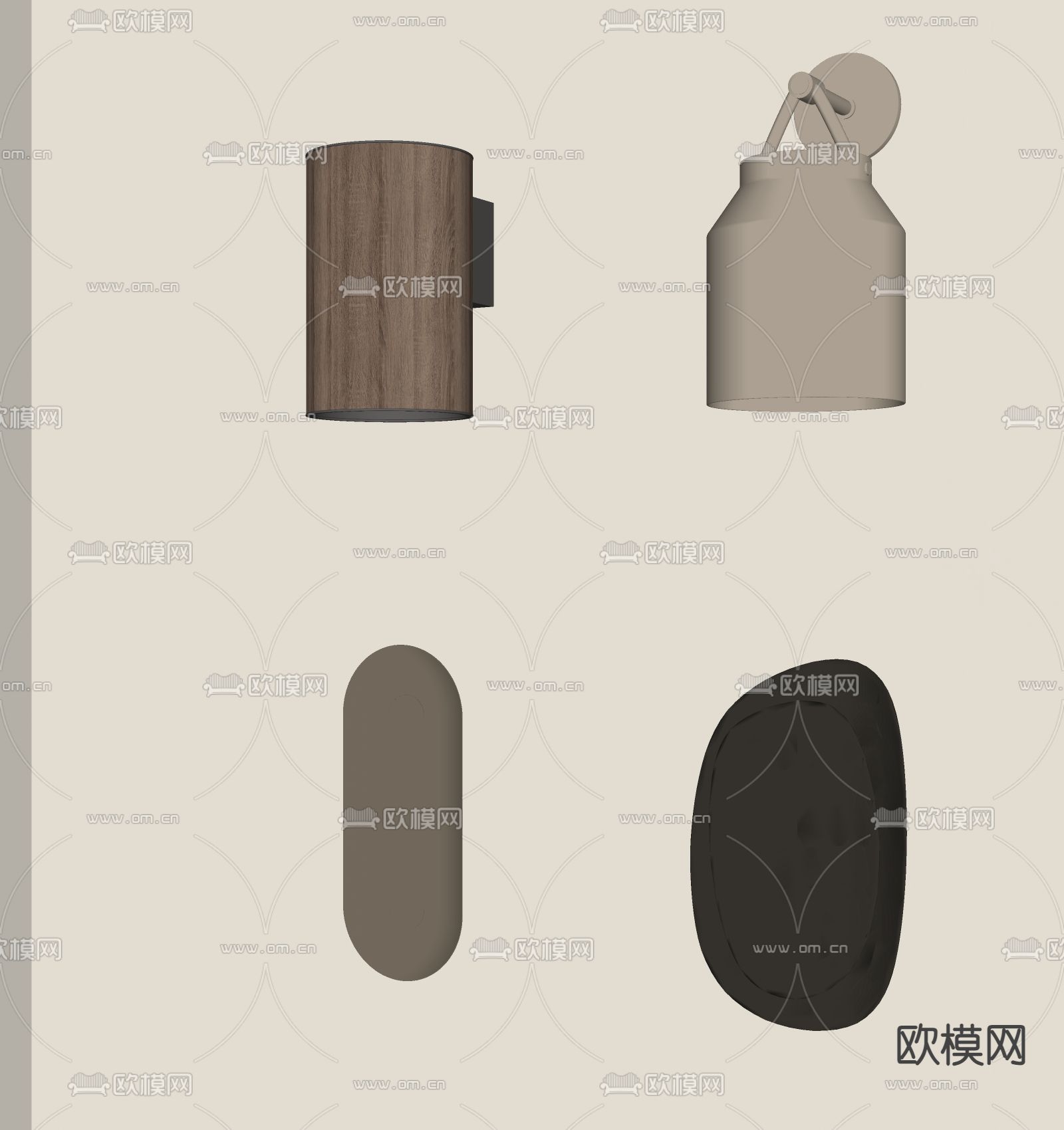 中古风壁灯su模型下载（渲染图1）