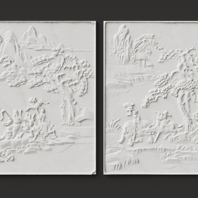  中式雕花 八仙浮雕 石膏板浮雕 祥云浮雕su模型 
