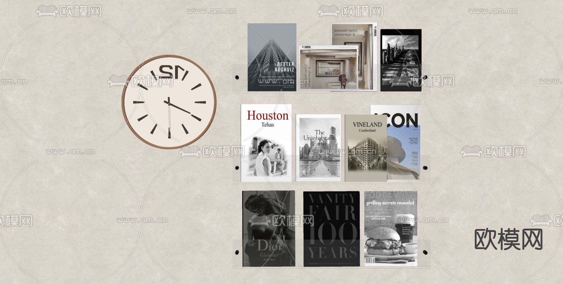 现代壁柜书架su模型下载（渲染图1）