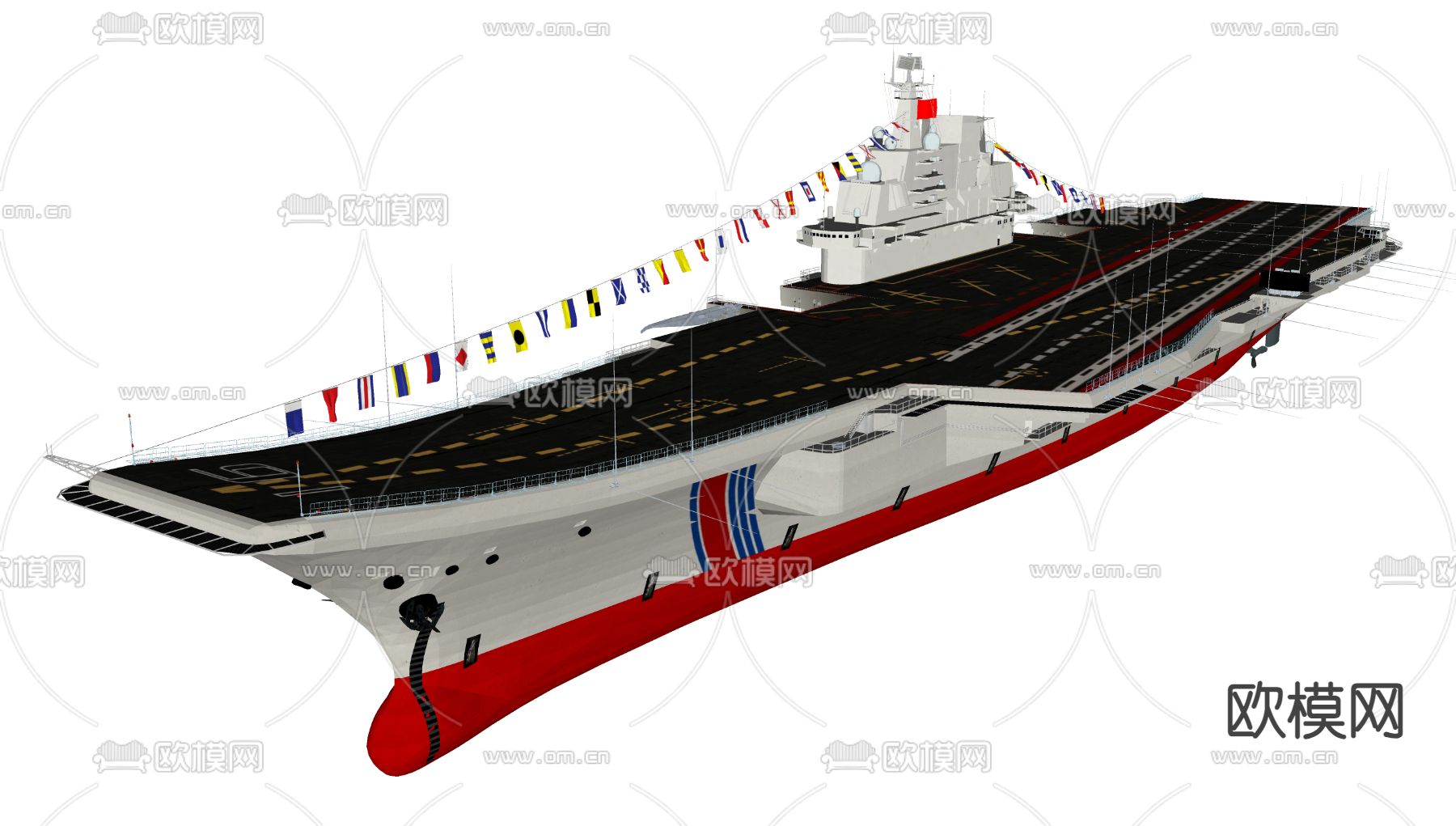 航空母舰 核动力军舰su模型下载（渲染图1）