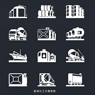  能源化工元素 剪影 石油钻井 开采工具图标su模型 