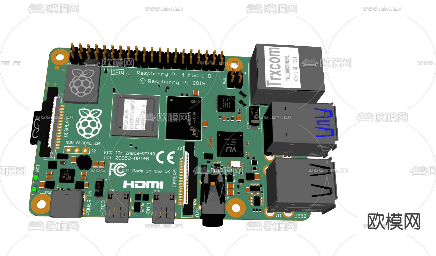 五金电路板 电脑电路板 电脑零件 电器零件su模型下载（渲染图1）