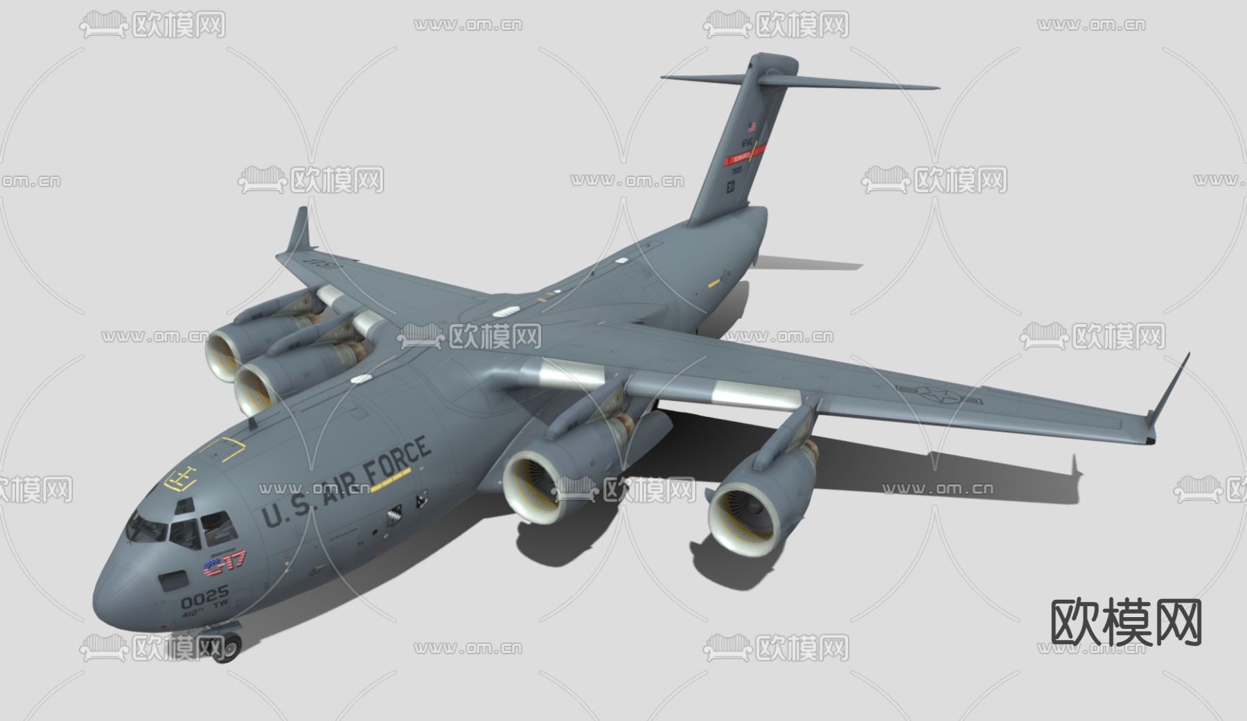 工业风飞机3d模型下载（渲染图2）