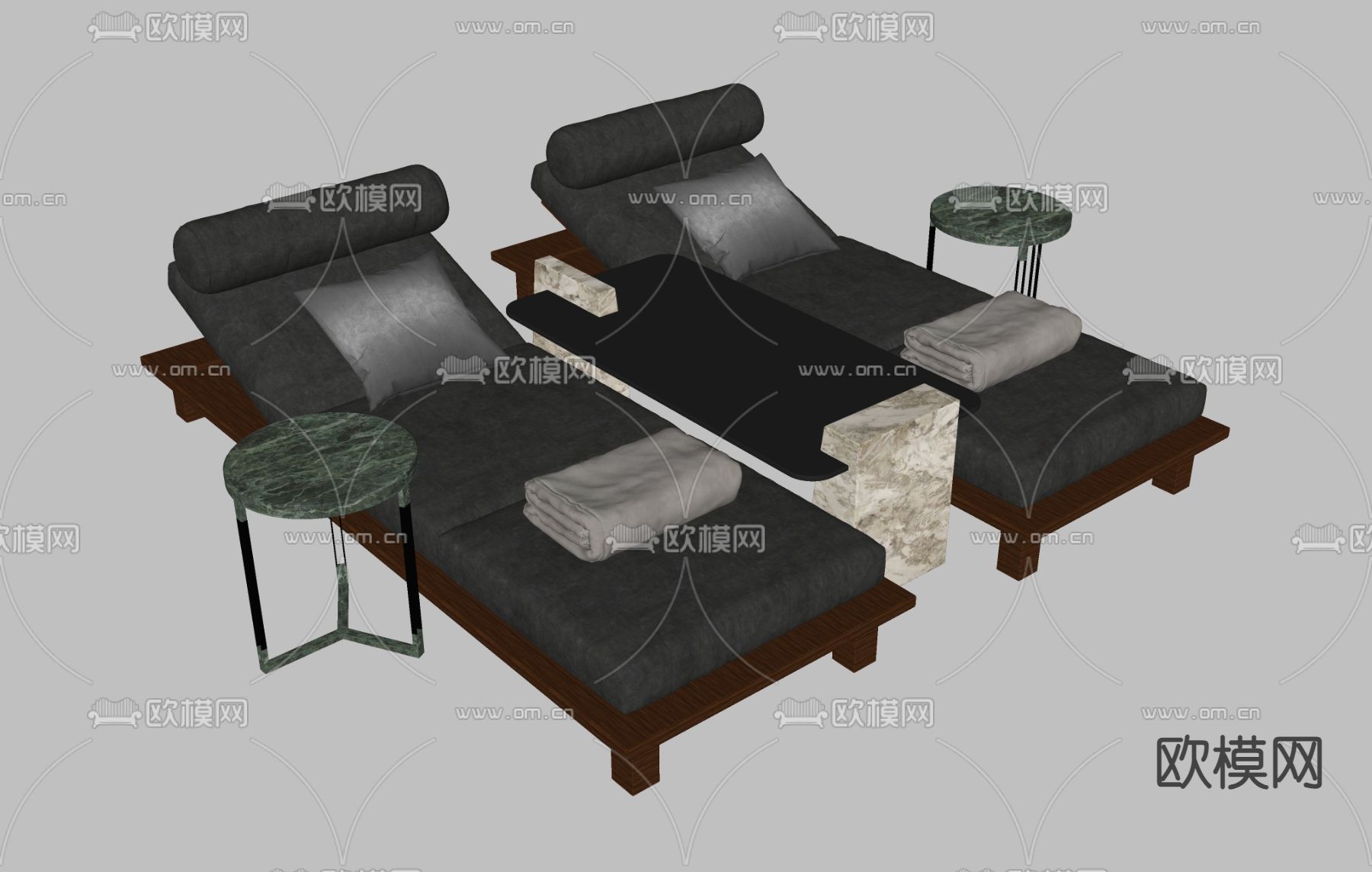 现代躺椅 沙滩椅su模型下载（渲染图1）