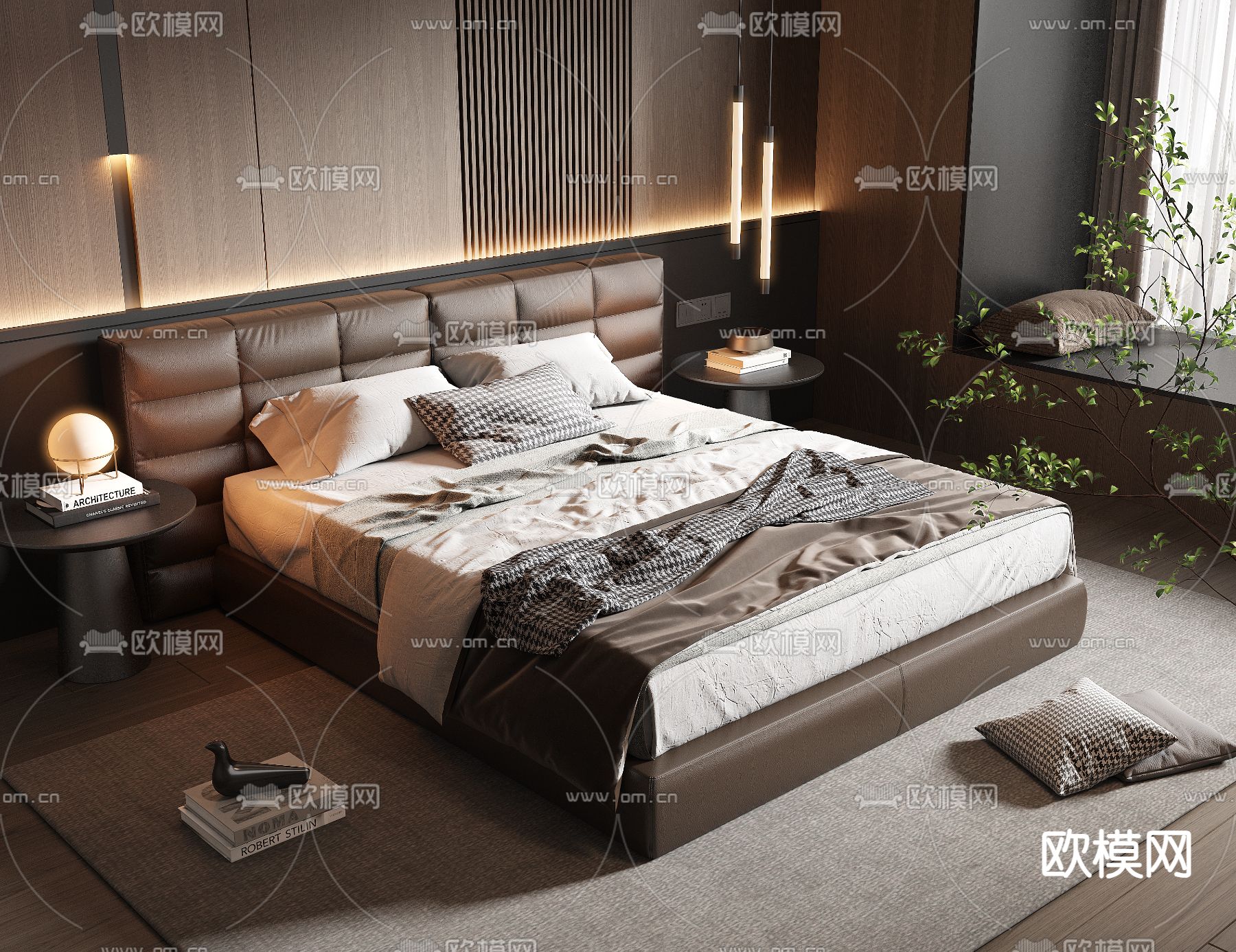 Minotti 双人床su模型下载（渲染图2）