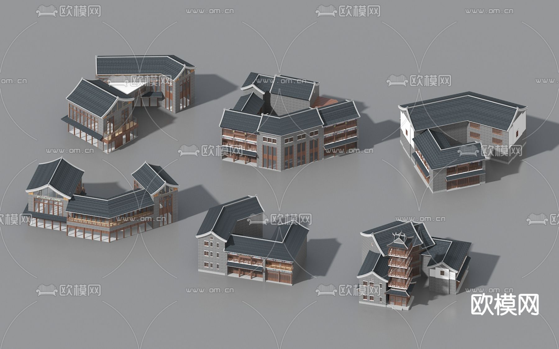 中式古建 民宿外观 乡村民房su模型下载（渲染图2）